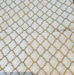 JoAnn Buttercream White Gold Lattice Cotton Quilting Fabric 33″ X 44″