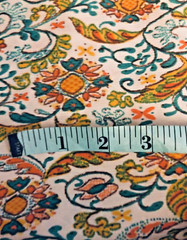 VTG `70s Colorful Floral Paisley Polyester Nylon NO Stretch 34″ X 69″ FUNKY