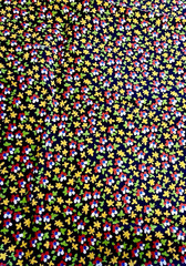 VTG Ditzy CALICO Yellow White Red & Blue Florals on Black Cottagecore 36″x12″