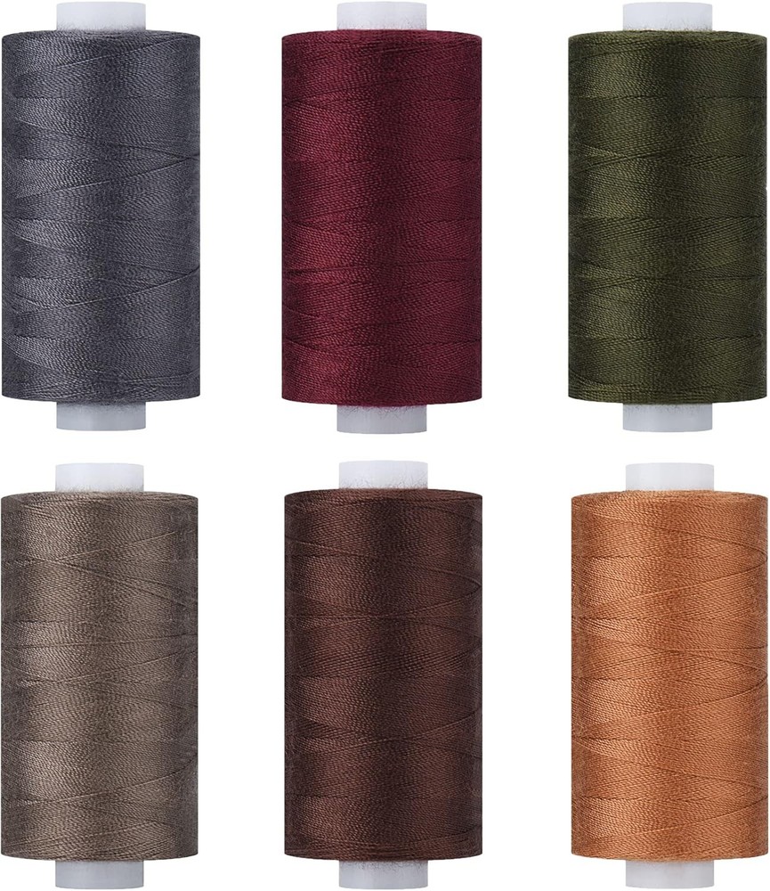 Simthread All Purpose Thread Polyester 6 Dark Colors, 400 6 Black Colors