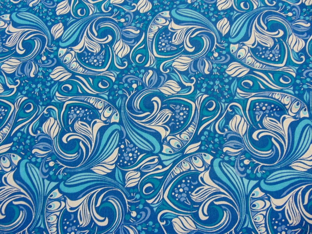 JoAnn Cotton Fabric Blue Teal Floral & Swirls 44″ x 44″