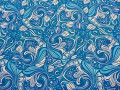 JoAnn Cotton Fabric Blue Teal Floral & Swirls 44″ x 44″