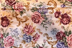 Floral on Tan Rose Print Cotton Quilt Fabric Scrap 15 x 42 Inches