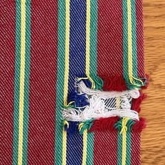 Vintage Stretch Denim Fabric Red Blue Green Stripes Distressed 60” x 51”