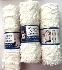 Chenille 18×30 Wimpole Street Creations Lot of 3 Cream Sewing Crafts Doll Quilt