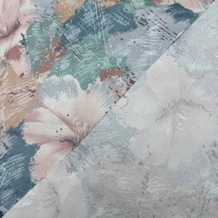 Vtg 80s Stanley King Pink Green Floral Polished Cotton Drapery Fabric BTY #32