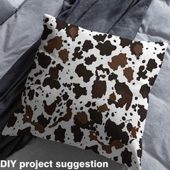 Manfei Cow Print Fabric By The Yard Soft Flannel Polyester Brown White Cow Fur