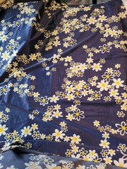 Vtg Citation Langley Corp Blue Yellow White Floral Lycra Swim Costume Fabric 1yd