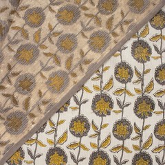 Hand Block Kantha Floral Print Fabric Indian 100% Cotton Modern Mud Cloth Yard