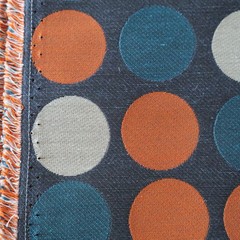 Vtg A. Gerard Maharam Upholstery Fabric MCM “Circles” Orange, Gray, Turq 3.7 yds
