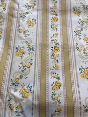 Vintage floral Yellow Striped Fabric 2-3 Yards