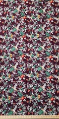 Burgundy Hawaiian Floral Flowers Printed rayon cotton Fabric tela 60”W Sold BTY