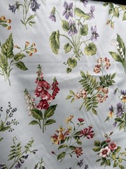 NOS Braemore 4 Yards x 56” lt blue with Multicolor Floral Drapery Fabric Vtg