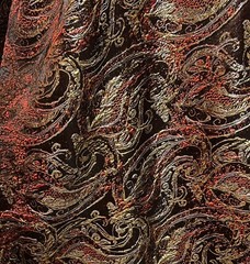 Orange Black Gold Silver Metallic Brocade Fabric 58” Width Sold By Yard