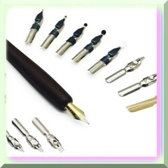 Calligraphy Set with Wooden Dip Pen and Ink Bottles