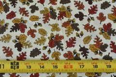 By 1/2 Yd, Rust & Brown Fall Leaves on Cream Quilt Cotton, General Fabrics, V670