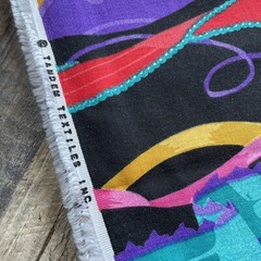 Vintage Tandem Textiles Ribbons and Bows on Black Fabric 4 yards x 60″