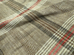100% Flax Linen Fabric Yarn Dyed Dobby Plaid Check Multi Color 58″ Wide
