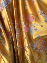 Hope DARK GOLD Dragon Brocade Chinese Satin Fabric by the Yard – 10040
