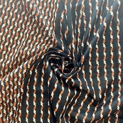 Vintage Black Orange Cream Stretch Knit Fabric 2.5 Yd x 56 In