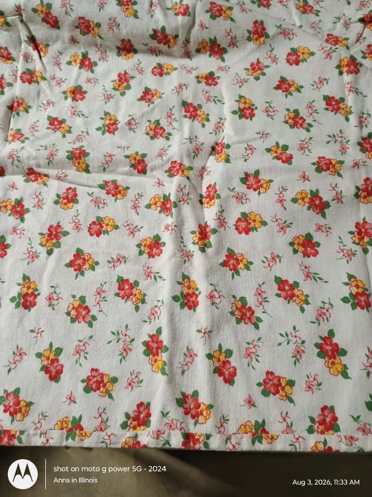 Vintage cotton fabric, floral, 22 by 33, sewn into bag of 22 by 16 1/2 inches,3A