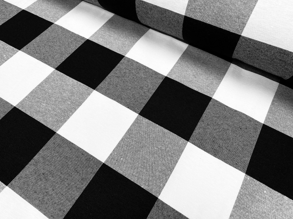 Dobby Buffalo BIG Checks Plaid Fabric Scottish Royal Stewart 140cm wide BLACK