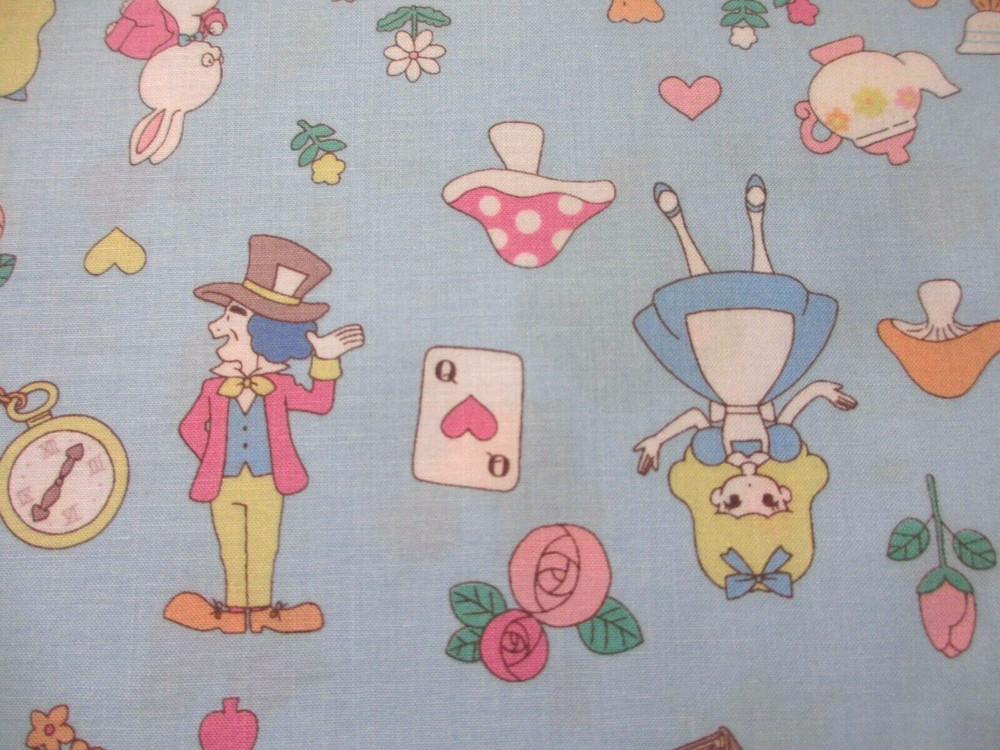 Alice In Wonderland Cotton Fabric by Saori Oguchi Made in Japan BLUE BTHY