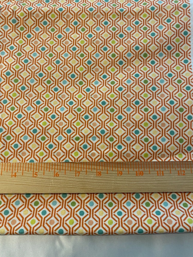 Richloom cotton print fabric orange geometric pattern with dots x 43″