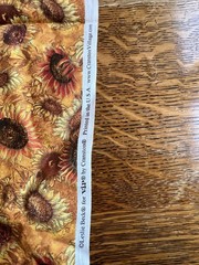 1.8 Yards Cotton Fabric 44×65” Fall Sunflowers Leslie Beck VIP Fabric. Cranston