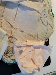 LOT Crafting Fabrics Assorted Cotton Embroidered Square Round Oblong Beige 3 Lbs