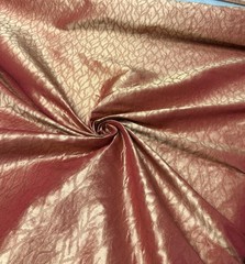 Silk Jacquard Brocade Fabric: Goldfish Beige Leaf Design – 54″ Wide