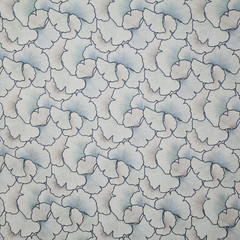 Pindler Aurelia in Denim Blue, Embroidered Ginkgo Leaves, 8103, 1.8 yards