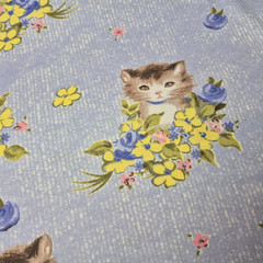 Kittens in Flowers Purple Yellow Cotton Flannel Daisy Kingdom 3 Yds Tabby Kitty