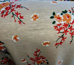 Vtg 80s Klopman Mills Floral Bouquet Cotton Stretch Knit Fabric Tan 48″x62″ w PC