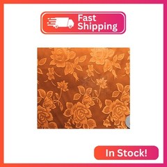 Satin Floral Jacquard Fabric 58″ Wide Sold by The Yard (Orange)