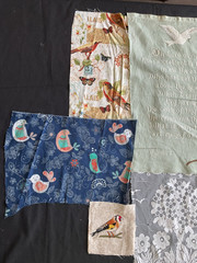 Birds Hand Stitched Fabric Scraps Lace Slow Stitch Crafts Junk Journal – 10