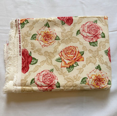 VTG Cottage Rose Lattice Home Decor Fabric Spectrum Print over 2 Yds Cottagecore