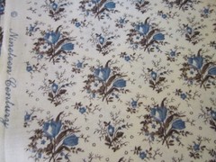 F7325, Judie Rothermel, c.1850-1860, 19th Century, ft qtr, blue tulips on cream,