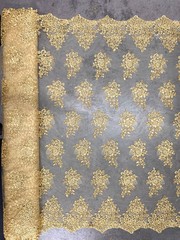 Brianna GOLD Polyester Floral Embroidery with Sequins on Mesh Lace Fabric by th