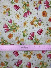Cutie Patootie Springtime Fabric Desiree Designs Red Rooster 21240 Cotton 44″