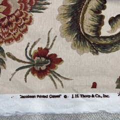 Schumacher J H Thorp JACOBEAN PRINTED CREWEL Cotton Linen Fabric ~ 3.25 yds READ