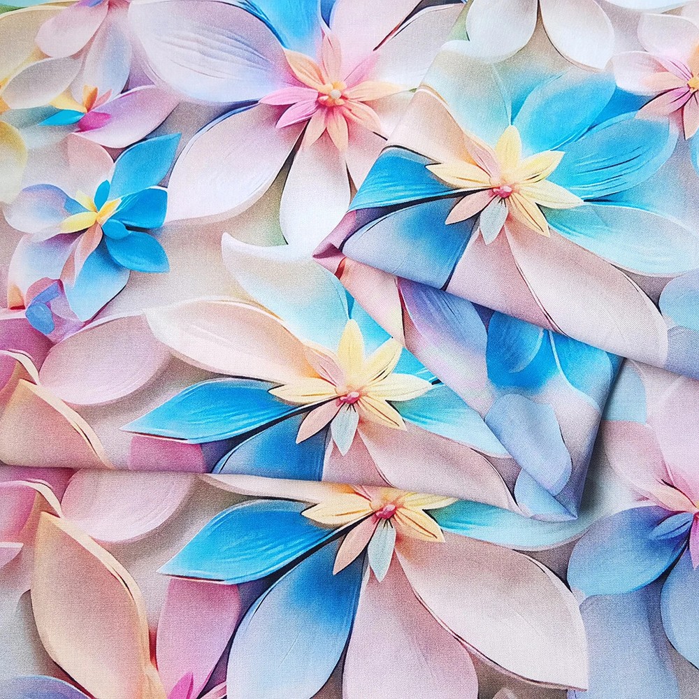 55”Wide By Yard Colored Flower Viscose Fabric 100 Rayon Material For Dress Robe