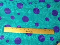 silk fabric 45×102″ blue-green with purple dots