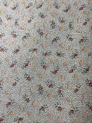 Vintage Green Red Yellow Cotton Blend Fabric 1 Yard Green Background