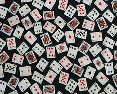 REMNANT Novelty Mini Poker Cards On Black “Mini Delights” ROBERT Kaufman 6 x11