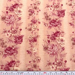 Striped Florals on a Light Dusty Pink Jo-Ann Cotton Fabric by the HALF YARD