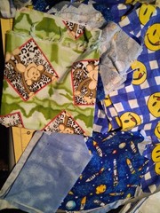 Lot H FLANNEL SMILEY FACES AND OTHER Flannel SCRAPS Various Sizes