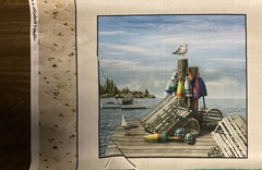 REALISTIC BEACH SCENES COASTAL LIFE SEASIDE 6 BLOCK COTTON FABRIC PANEL