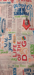“Think Pawsitive” Blue Material With Happy Thoughts About Your Dog 36 in x 44 in