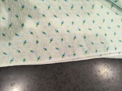 Vintage Seersucker Tiny Blue Rose’s Rosebud’s Baby Blue Background 1 Yard + 26″